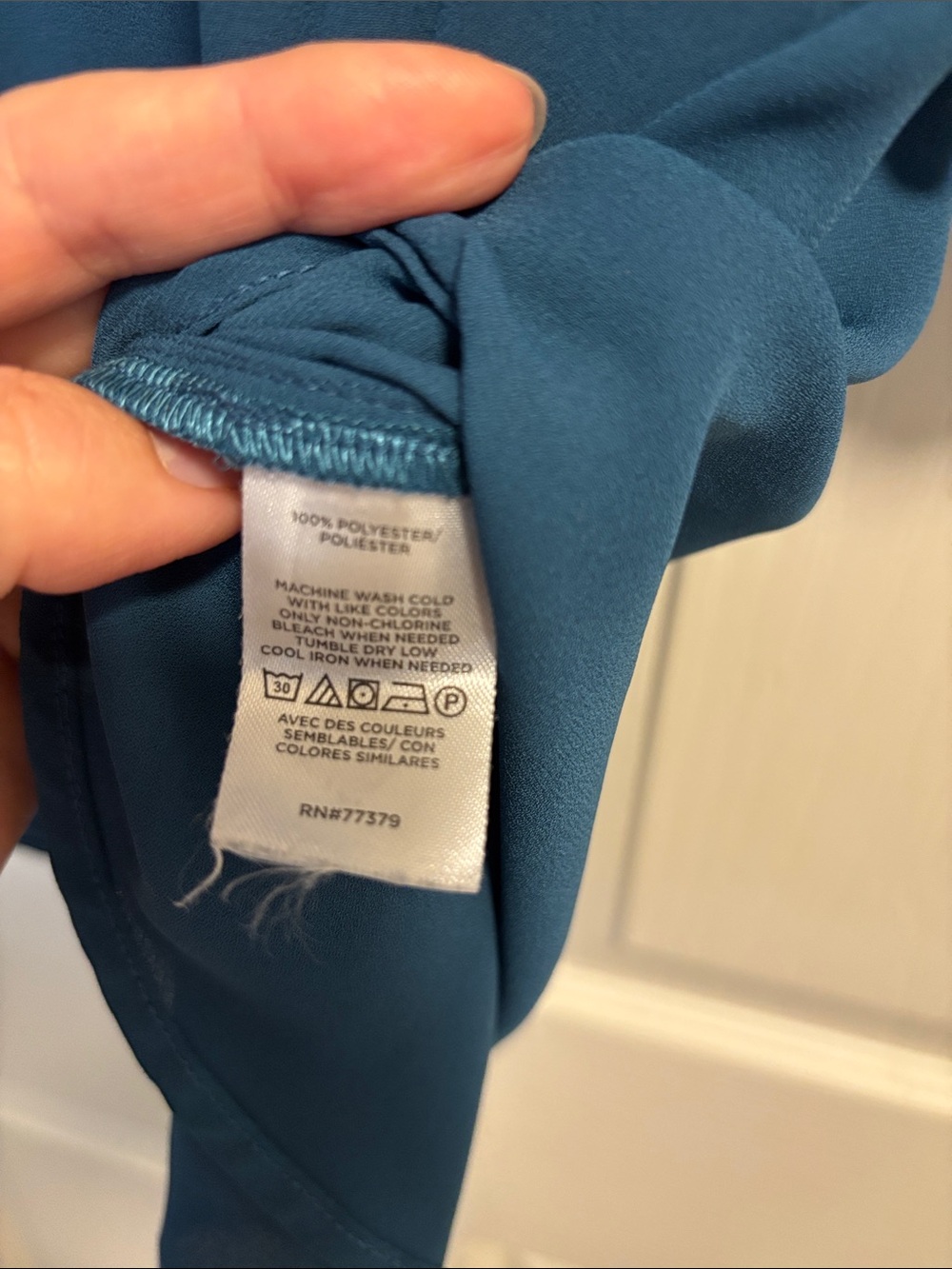 Ann Taylor Teal Ruffle-Trim Button Front Blouse - Picture 5 of 5